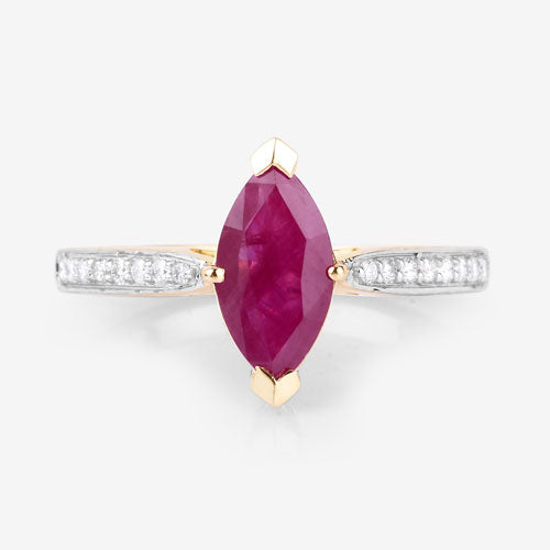 1.51 Carat Genuine Ruby and White Diamond 14K Yellow Gold Ring Bids.com