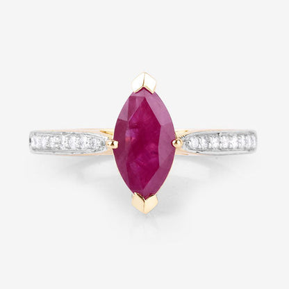 1.51 Carat Genuine Ruby and White Diamond 14K Yellow Gold Ring Bids.com
