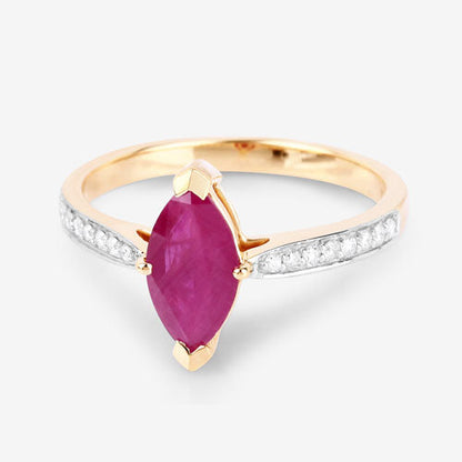 1.51 Carat Genuine Ruby and White Diamond 14K Yellow Gold Ring Bids.com