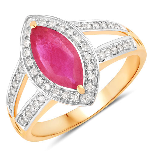 1.06 Carat Genuine Ruby and White Diamond 14K Yellow Gold Ring Bids.com