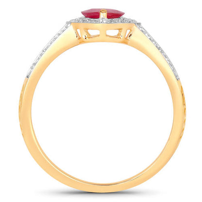 1.06 Carat Genuine Ruby and White Diamond 14K Yellow Gold Ring Bids.com