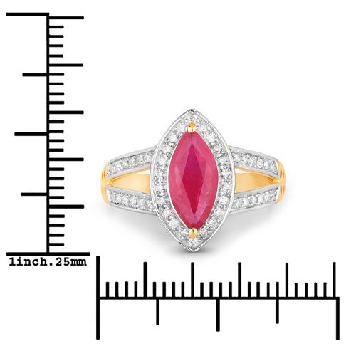 1.06 Carat Genuine Ruby and White Diamond 14K Yellow Gold Ring Bids.com
