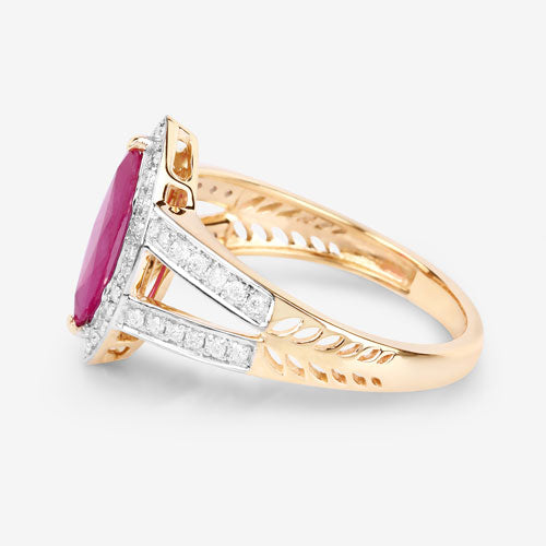 1.06 Carat Genuine Ruby and White Diamond 14K Yellow Gold Ring Bids.com