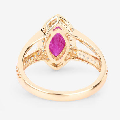 1.06 Carat Genuine Ruby and White Diamond 14K Yellow Gold Ring Bids.com