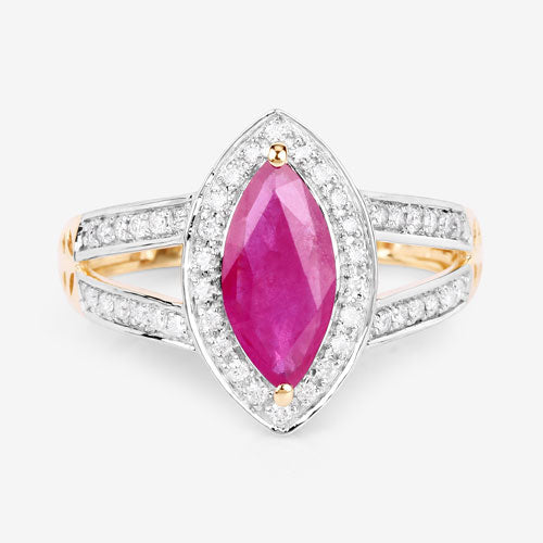 1.06 Carat Genuine Ruby and White Diamond 14K Yellow Gold Ring Bids.com