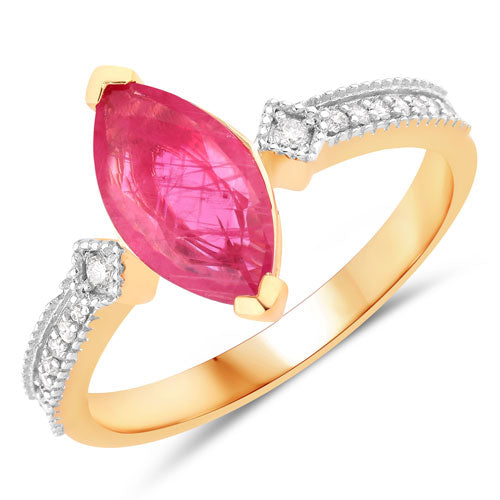 1.01 Carat Genuine Ruby and White Diamond 14K Yellow Gold Ring Bids.com
