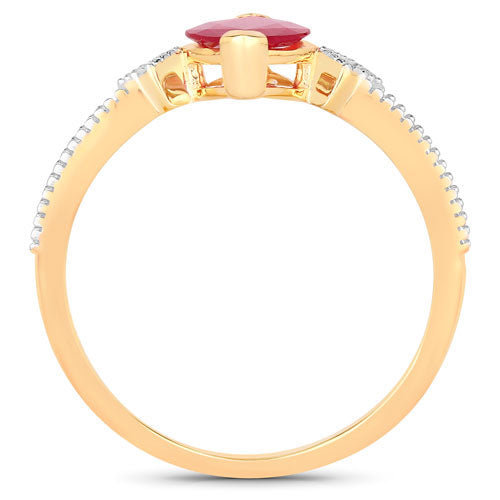 1.01 Carat Genuine Ruby and White Diamond 14K Yellow Gold Ring Bids.com