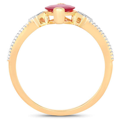 1.01 Carat Genuine Ruby and White Diamond 14K Yellow Gold Ring Bids.com