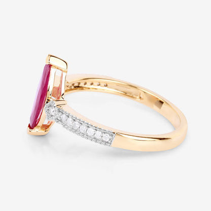 1.01 Carat Genuine Ruby and White Diamond 14K Yellow Gold Ring Bids.com