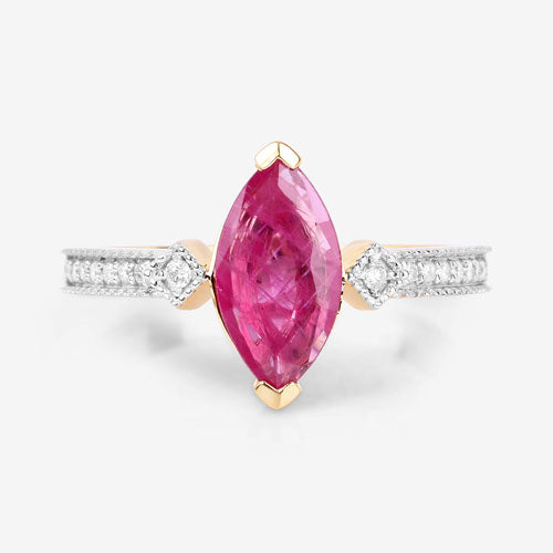 1.01 Carat Genuine Ruby and White Diamond 14K Yellow Gold Ring Bids.com