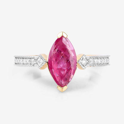 1.01 Carat Genuine Ruby and White Diamond 14K Yellow Gold Ring Bids.com