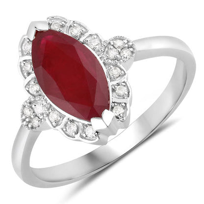1.54 Carat Genuine Ruby and White Diamond 14K White Gold Ring Bids.com