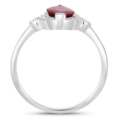 1.54 Carat Genuine Ruby and White Diamond 14K White Gold Ring Bids.com