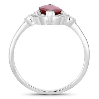 1.54 Carat Genuine Ruby and White Diamond 14K White Gold Ring Bids.com