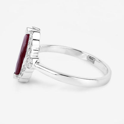 1.54 Carat Genuine Ruby and White Diamond 14K White Gold Ring Bids.com