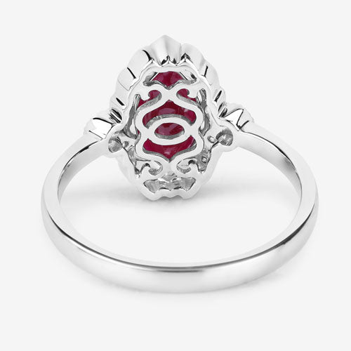 1.54 Carat Genuine Ruby and White Diamond 14K White Gold Ring Bids.com