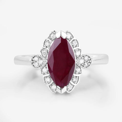 1.54 Carat Genuine Ruby and White Diamond 14K White Gold Ring Bids.com