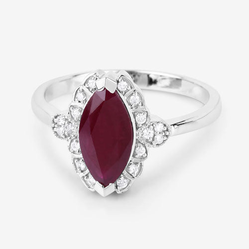 1.54 Carat Genuine Ruby and White Diamond 14K White Gold Ring Bids.com