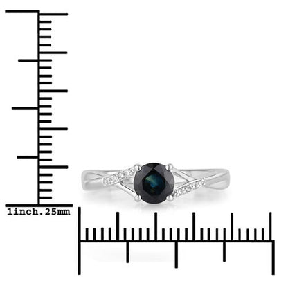 0.88 Carat Genuine Blue Sapphire and White Diamond 14K White Gold Ring Bids.com