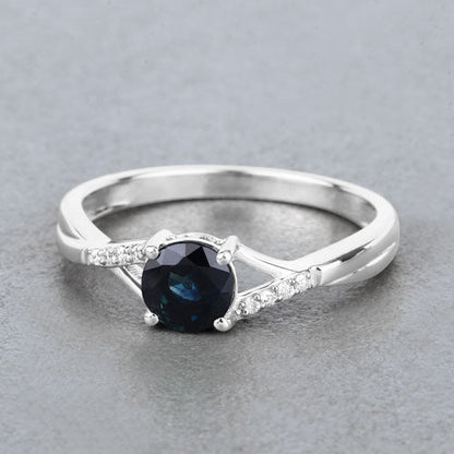 0.88 Carat Genuine Blue Sapphire and White Diamond 14K White Gold Ring Bids.com