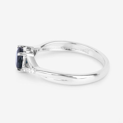 0.88 Carat Genuine Blue Sapphire and White Diamond 14K White Gold Ring Bids.com