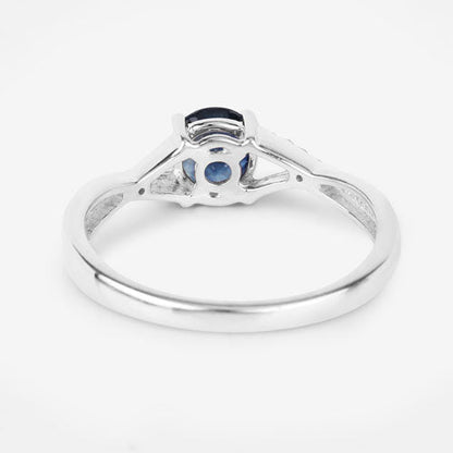 0.88 Carat Genuine Blue Sapphire and White Diamond 14K White Gold Ring Bids.com