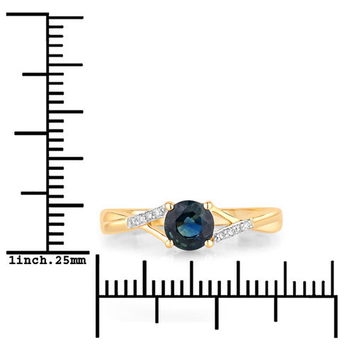 0.88 Carat Genuine Blue Sapphire and White Diamond 14K Yellow Gold Ring Bids.com