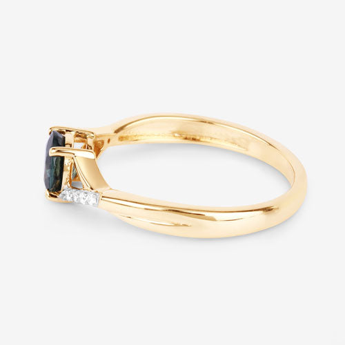 0.88 Carat Genuine Blue Sapphire and White Diamond 14K Yellow Gold Ring Bids.com