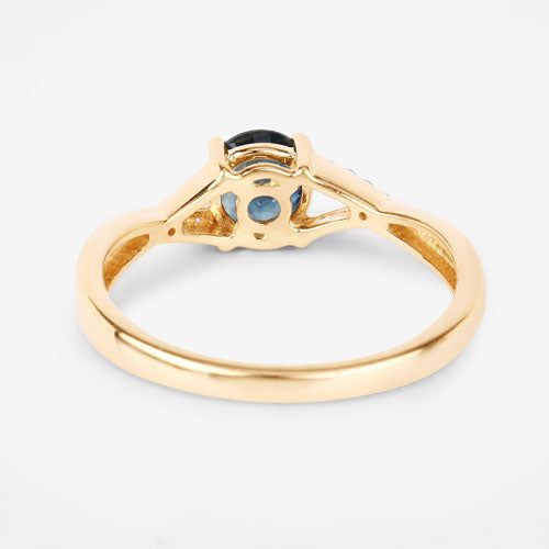 0.88 Carat Genuine Blue Sapphire and White Diamond 14K Yellow Gold Ring Bids.com