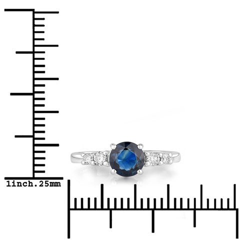 1.38 Carat Genuine Blue Sapphire and White Diamond 14K White Gold Ring Bids.com