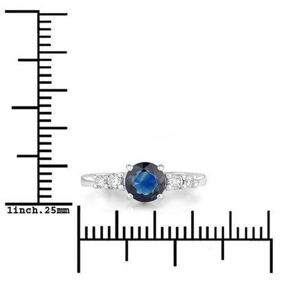 1.38 Carat Genuine Blue Sapphire and White Diamond 14K White Gold Ring Bids.com