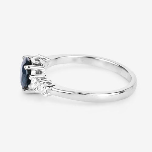 1.38 Carat Genuine Blue Sapphire and White Diamond 14K White Gold Ring Bids.com