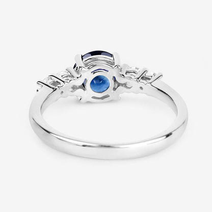1.38 Carat Genuine Blue Sapphire and White Diamond 14K White Gold Ring Bids.com
