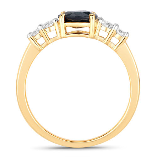 1.38 Carat Genuine Blue Sapphire and White Diamond 14K Yellow Gold Ring Bids.com