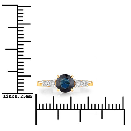 1.38 Carat Genuine Blue Sapphire and White Diamond 14K Yellow Gold Ring Bids.com