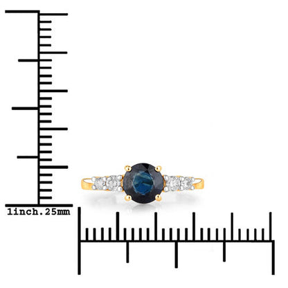 1.38 Carat Genuine Blue Sapphire and White Diamond 14K Yellow Gold Ring Bids.com