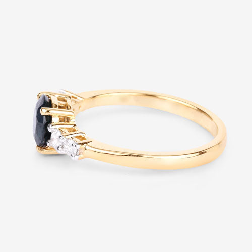 1.38 Carat Genuine Blue Sapphire and White Diamond 14K Yellow Gold Ring Bids.com