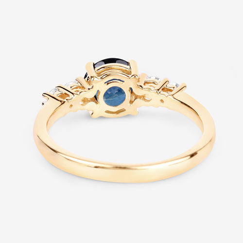 1.38 Carat Genuine Blue Sapphire and White Diamond 14K Yellow Gold Ring Bids.com