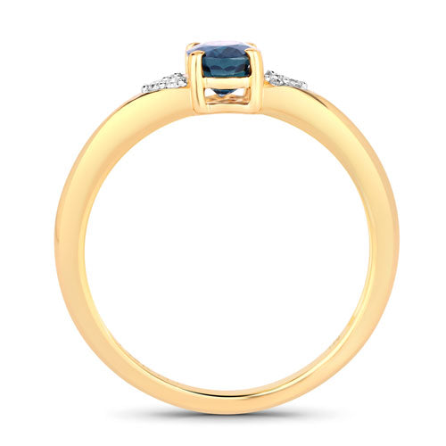 0.84 Carat Genuine Blue Sapphire and White Diamond 14K Yellow Gold Ring Bids.com