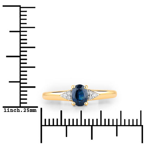 0.84 Carat Genuine Blue Sapphire and White Diamond 14K Yellow Gold Ring Bids.com