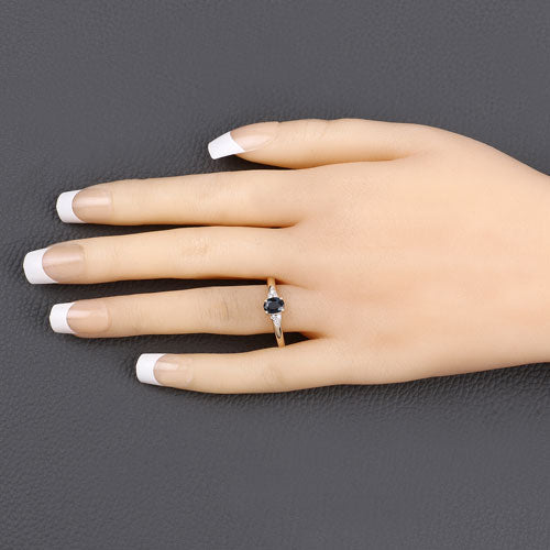 0.84 Carat Genuine Blue Sapphire and White Diamond 14K Yellow Gold Ring Bids.com