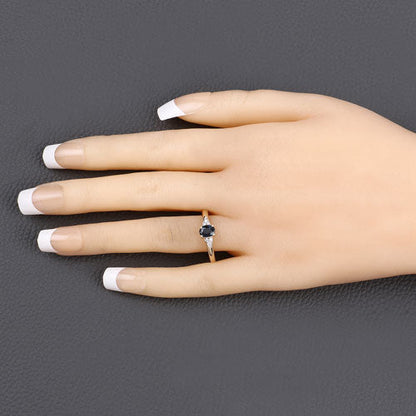 0.84 Carat Genuine Blue Sapphire and White Diamond 14K Yellow Gold Ring Bids.com