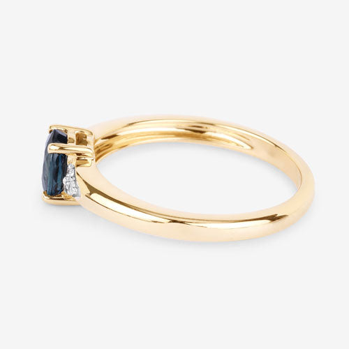0.84 Carat Genuine Blue Sapphire and White Diamond 14K Yellow Gold Ring Bids.com