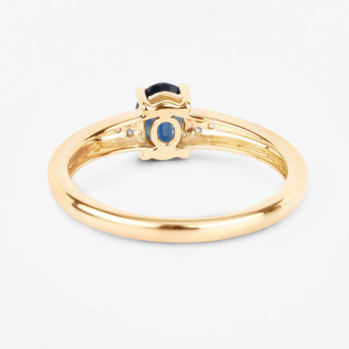0.84 Carat Genuine Blue Sapphire and White Diamond 14K Yellow Gold Ring Bids.com