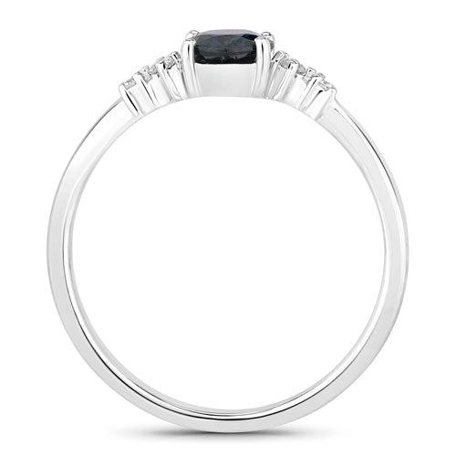 0.84 Carat Genuine Blue Sapphire and White Diamond 14K White Gold Ring Bids.com