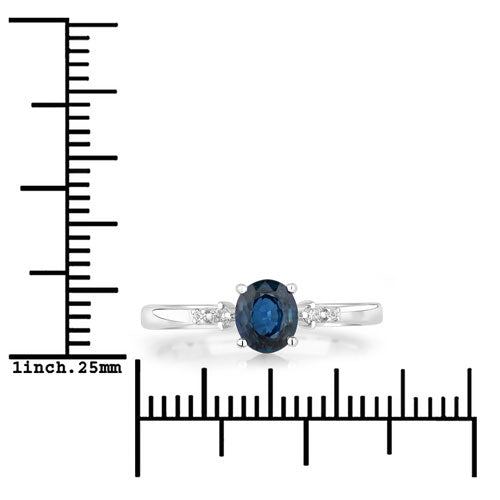 0.84 Carat Genuine Blue Sapphire and White Diamond 14K White Gold Ring Bids.com