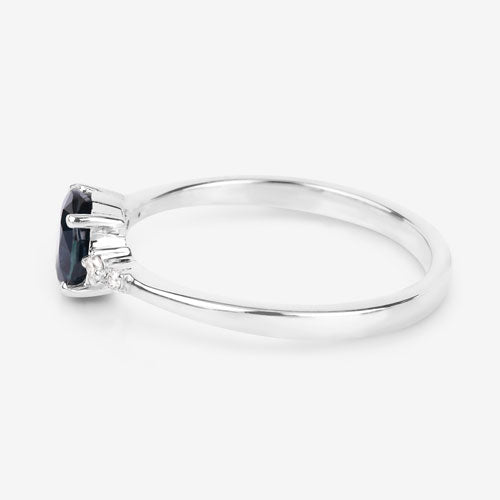 0.84 Carat Genuine Blue Sapphire and White Diamond 14K White Gold Ring Bids.com