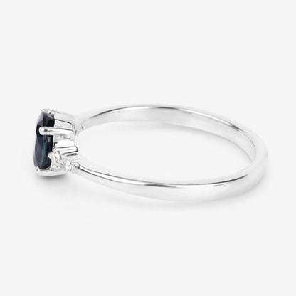 0.84 Carat Genuine Blue Sapphire and White Diamond 14K White Gold Ring Bids.com