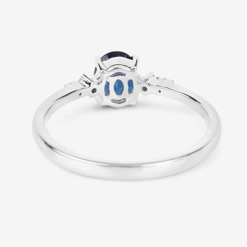 0.84 Carat Genuine Blue Sapphire and White Diamond 14K White Gold Ring Bids.com