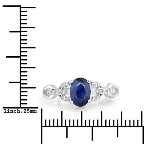 1.12 Carat Genuine Blue Sapphire and White Diamond 14K White Gold Ring Bids.com